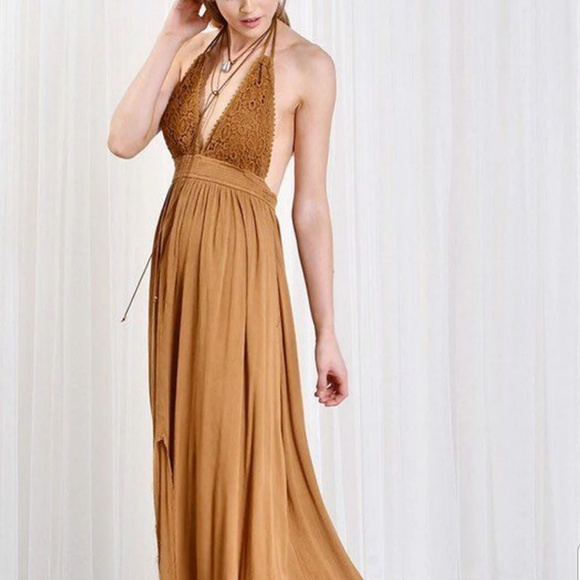 crochet halter maxi dress